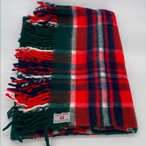 Vintage Troy Robe Plaid Wool Throw With Fringe EUC